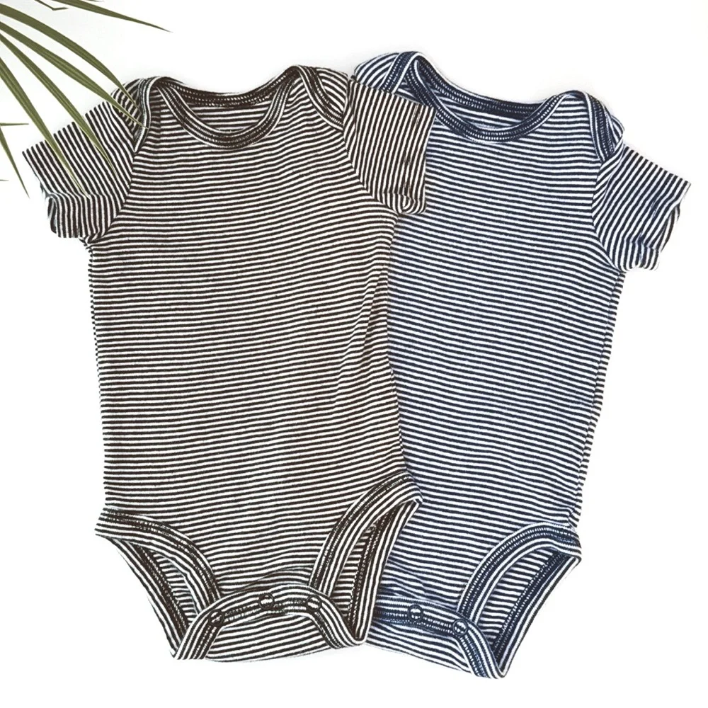 Carter’s Bundle Just One You Stripe Onesie Bodysuit Black White Blue White 3m